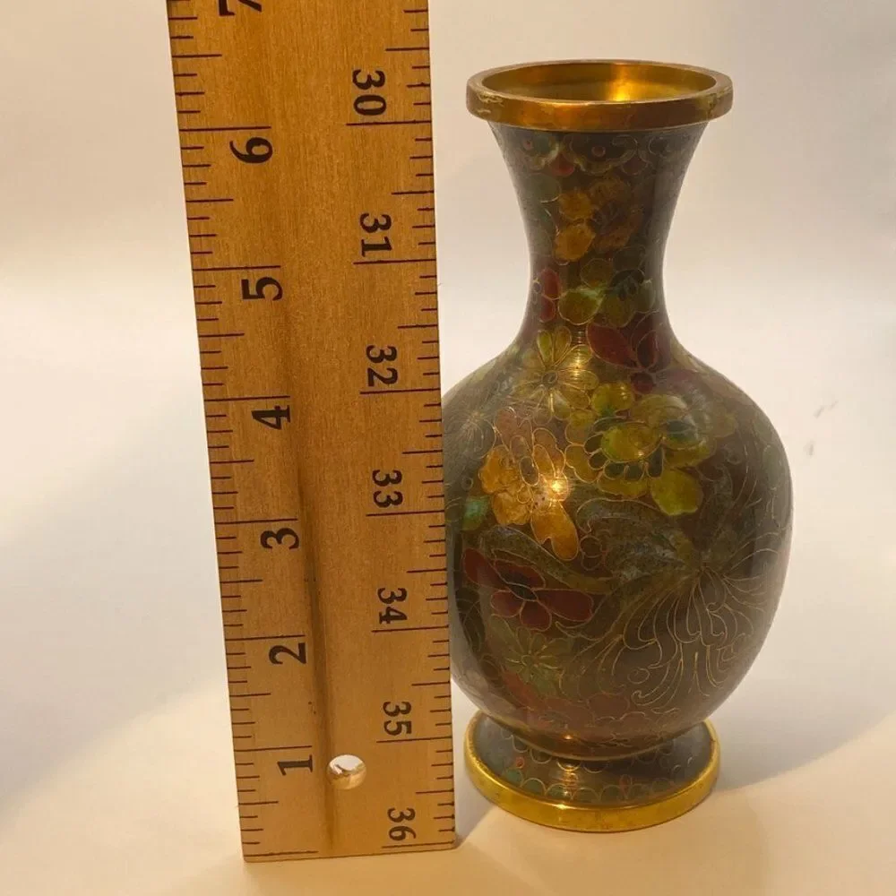 Antique Chinese Floral Cloisonne Enamel Vase